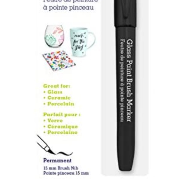 Glass Paint Brush Marker Permanent 15mm, Black - Picture 3 of 4